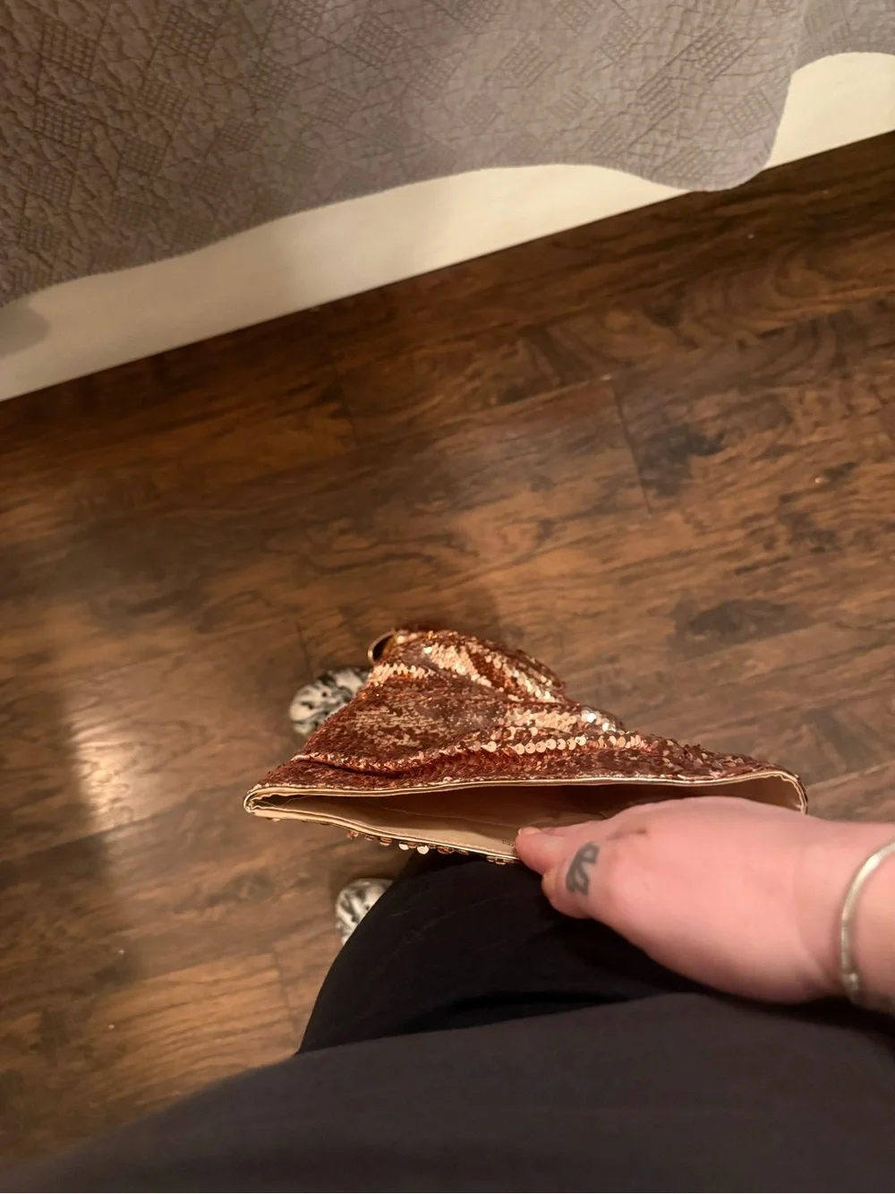 Rose Gold Sequin Knee-High Stiletto Boot